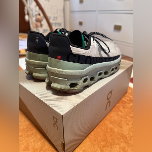 On Running, On Cloud Monster, Size 11 Men’s, Green/Blue/White In Color, Used - Picture 5 of 8